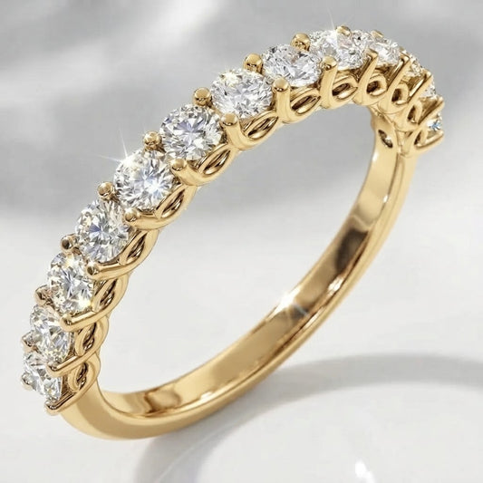 1ct Lab-Grown Diamond Half Eternity Ring – Round Detail