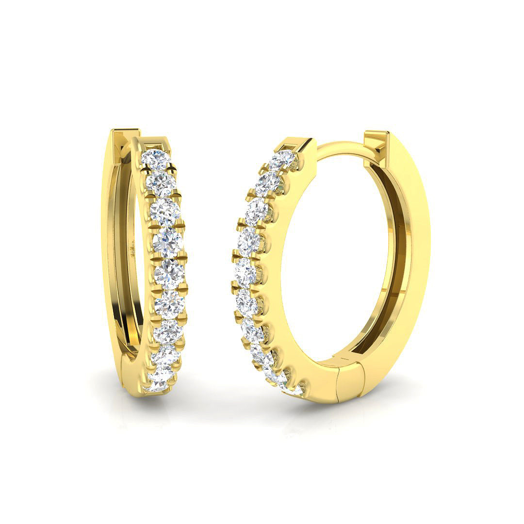 0.19ct lab-grown diamond classic single-row huggie hoop earrings in 9ct yellow gold