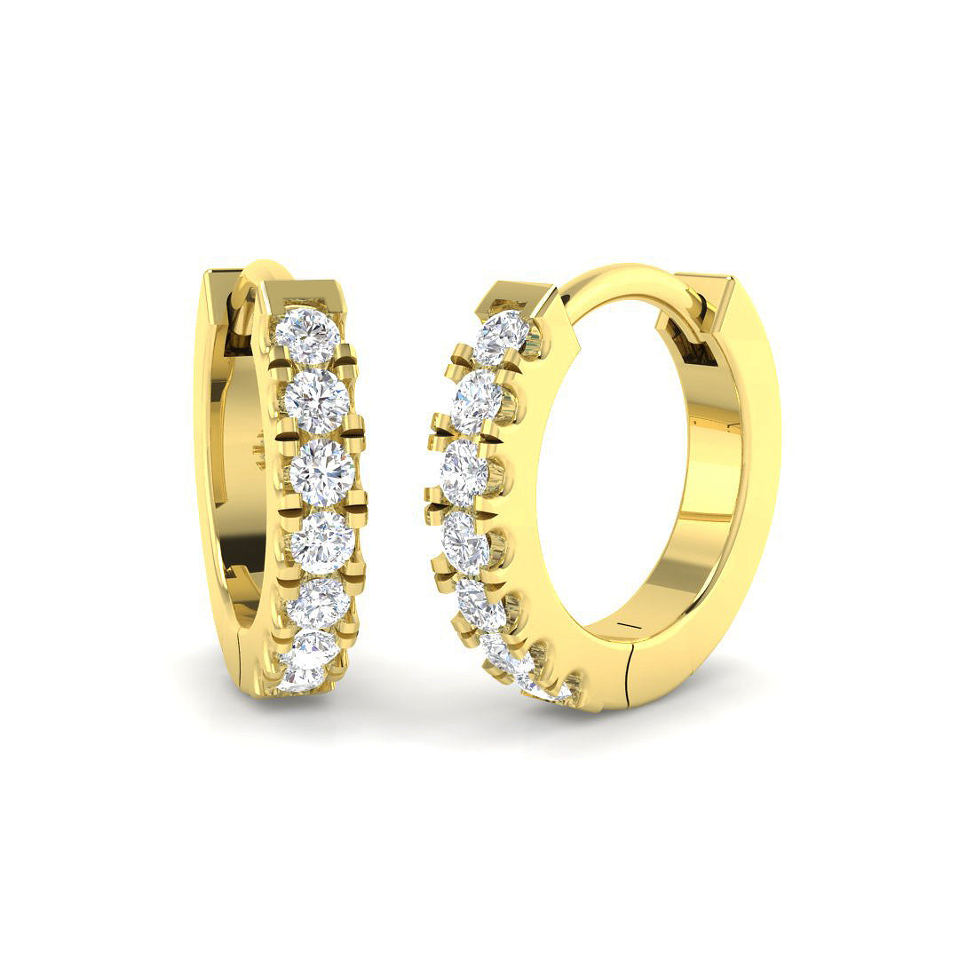 0.12ct lab-grown diamond classic single-row huggie hoop earrings in 9ct yellow gold