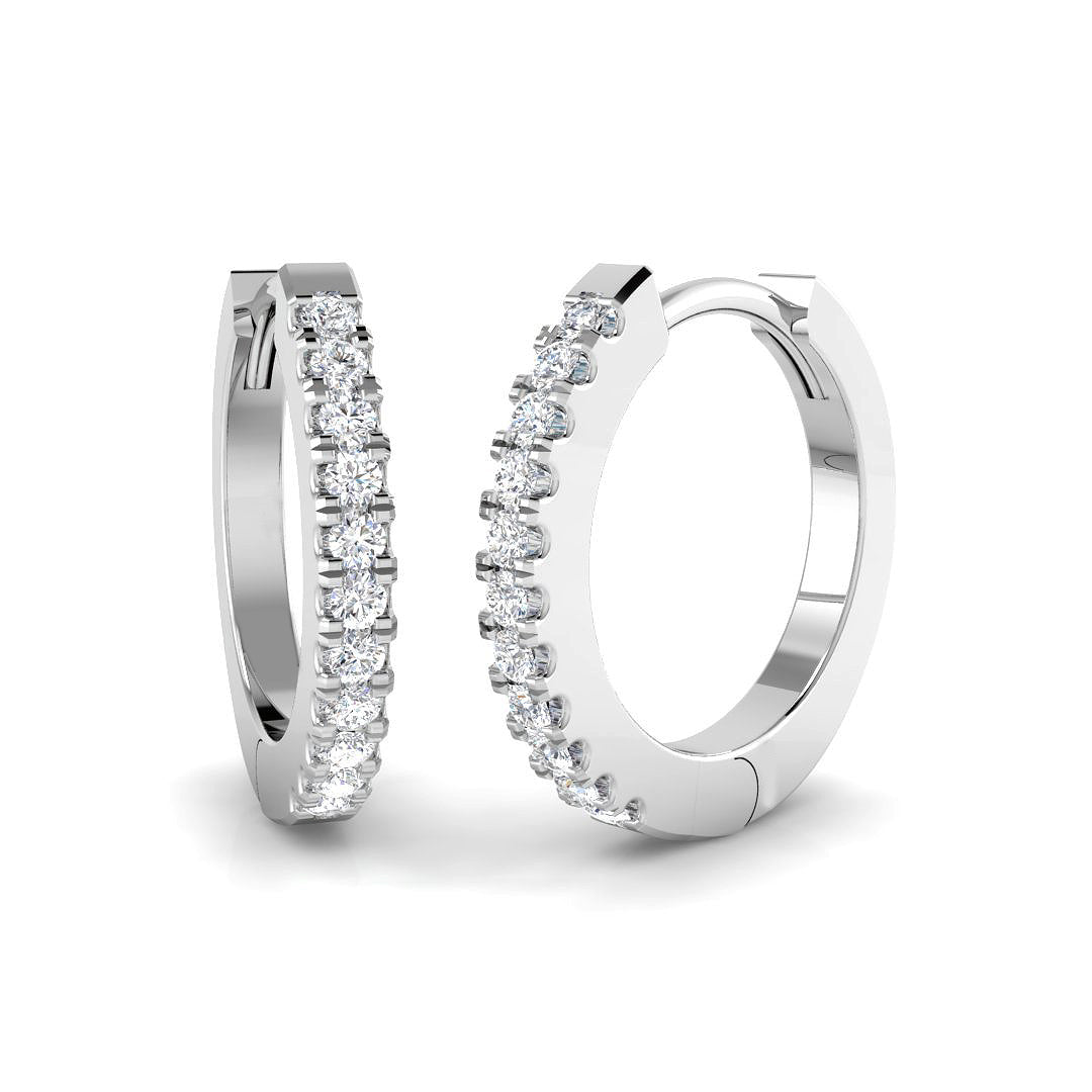 0.2ct lab-grown diamond classic single-row huggie hoop earrings in 9ct white gold