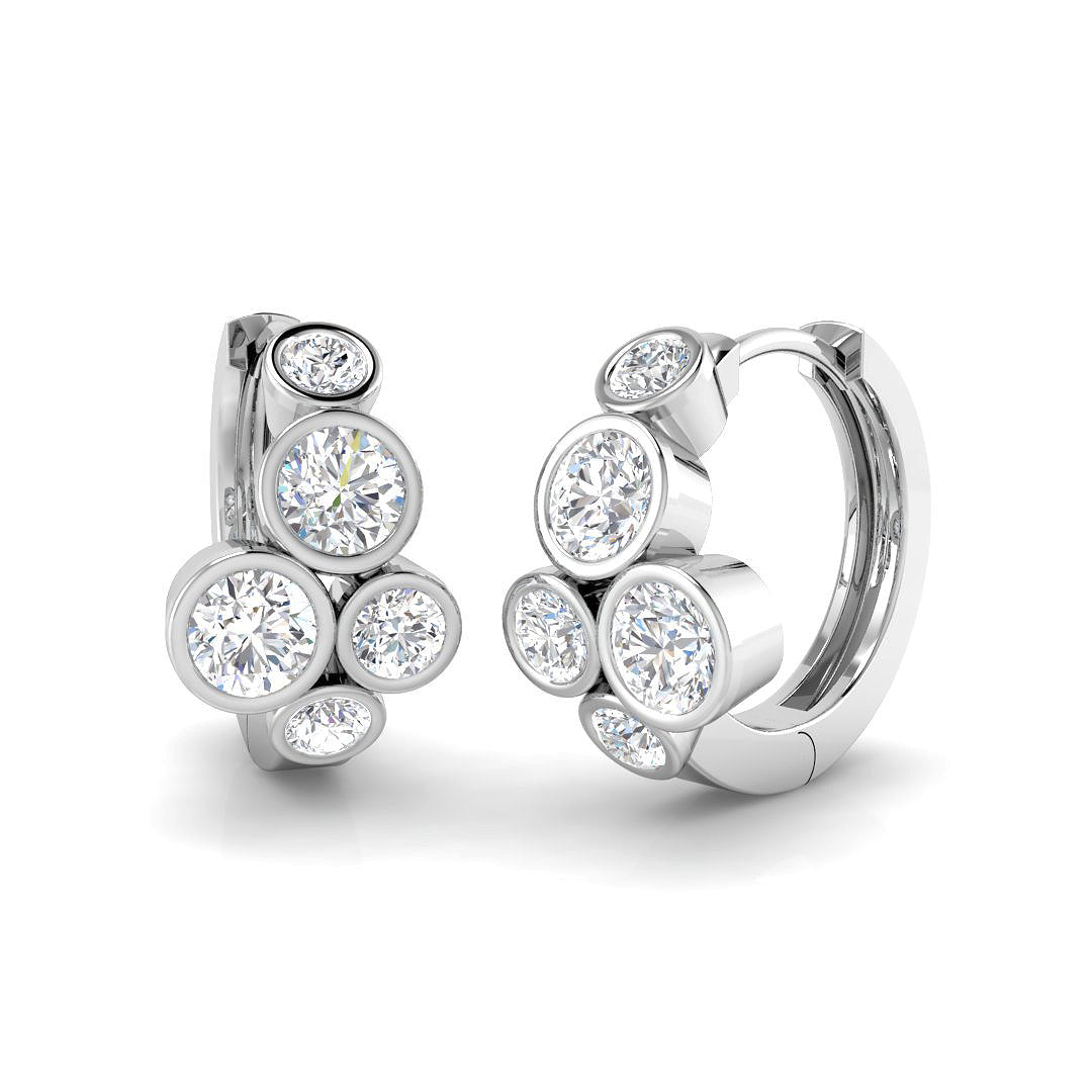 1.27ct lab-grown diamond bubble cluster huggie hoop earrings in 9ct white gold