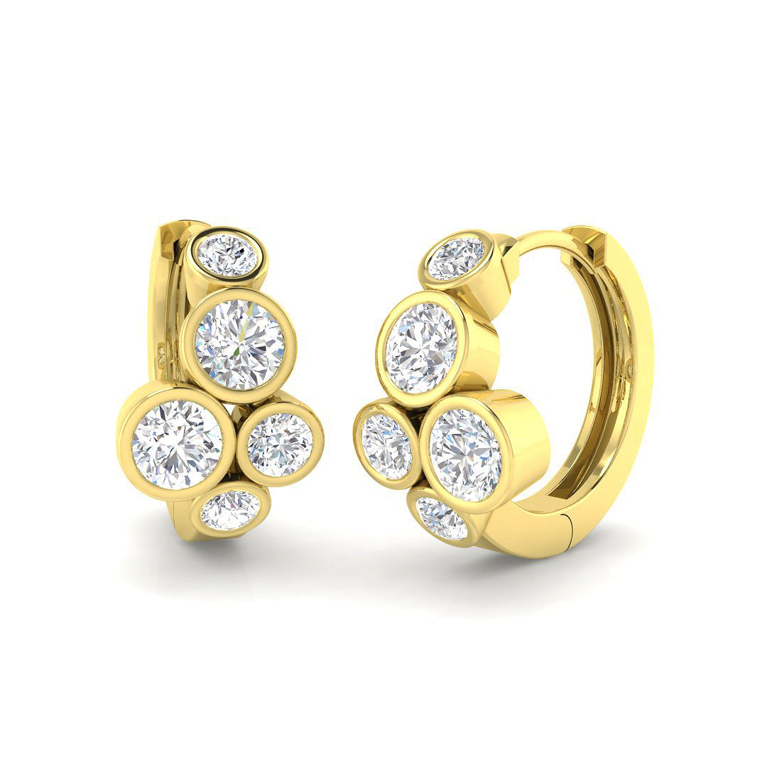1.27ct lab-grown diamond bubble cluster huggie hoop earrings in 9ct yellow gold