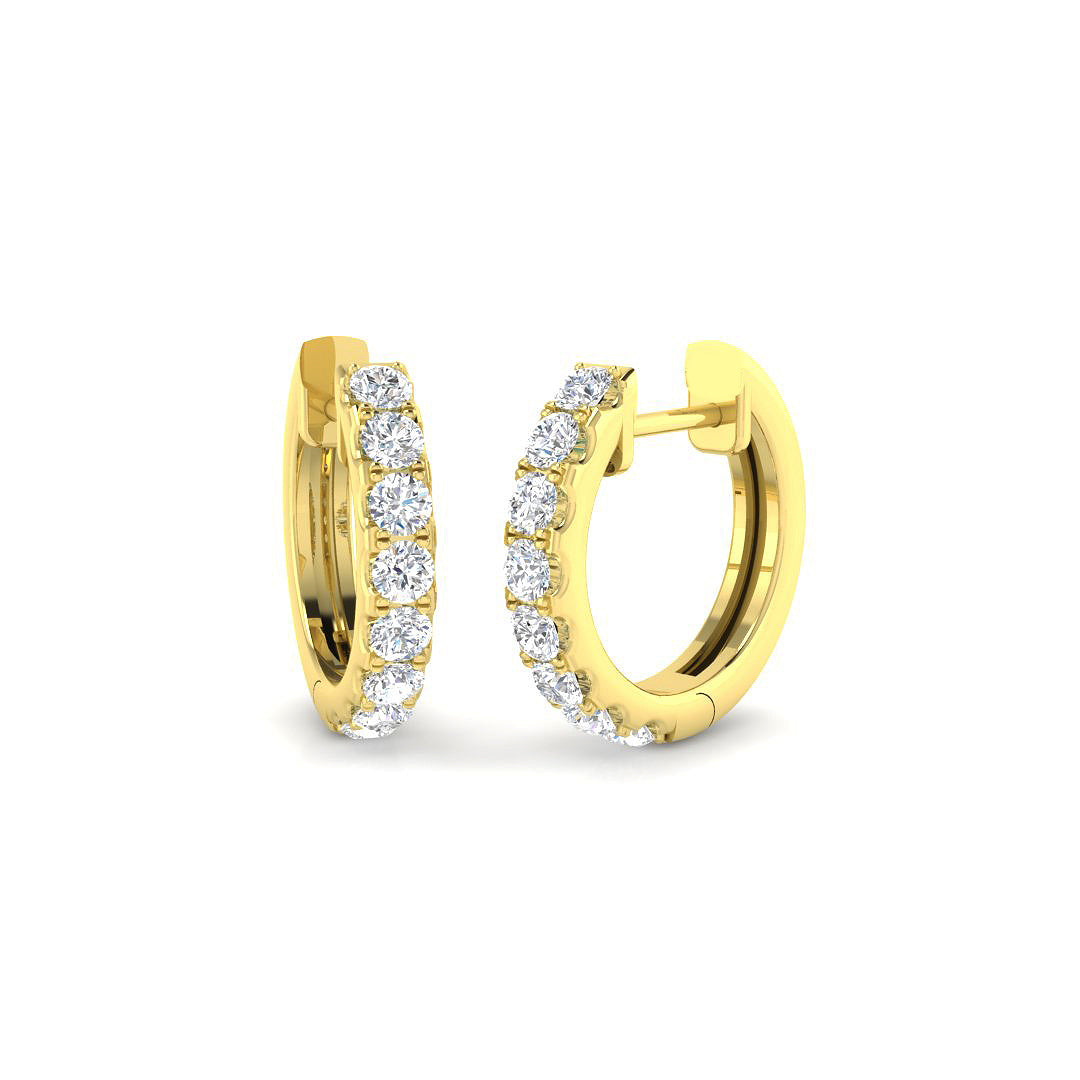 0.62ct lab-grown diamond claw-set small hoop earrings in 9ct yellow gold