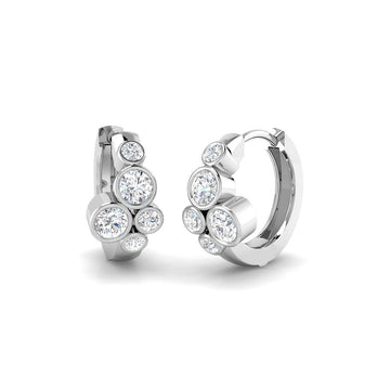 0.61ct lab-grown diamond bubble cluster huggie hoop earrings in 9ct white gold