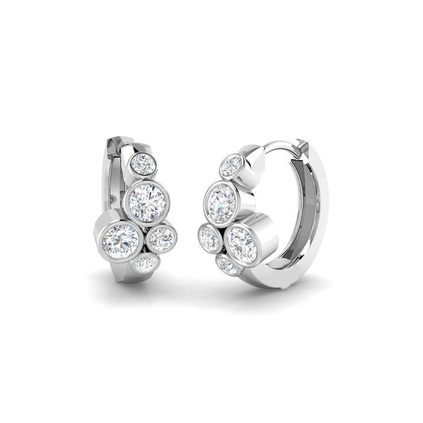 Lab-Grown Diamond Bubble Cluster Huggie Hoop Earrings