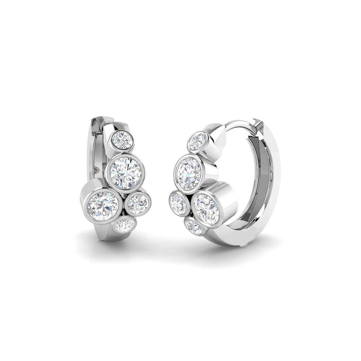 0.61ct lab-grown diamond bubble cluster huggie hoop earrings in 9ct white gold