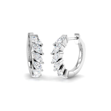 1.02ct lab-grown diamond marquise diamond small hoop earrings in 9ct white gold