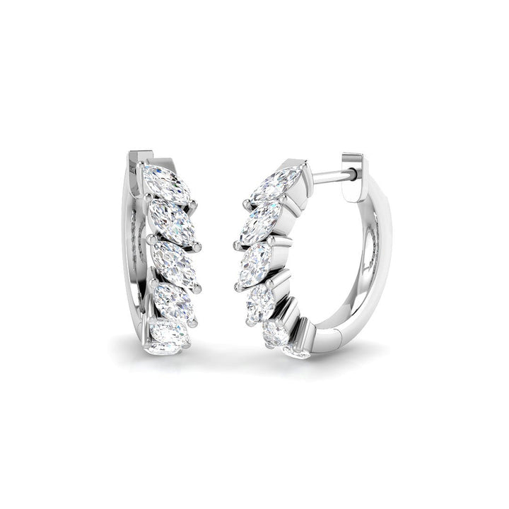 1.02ct lab-grown diamond marquise diamond small hoop earrings in 9ct white gold