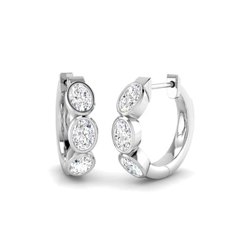 0.87ct lab-grown diamond oval rubover huggie hoop earrings in 9ct white gold