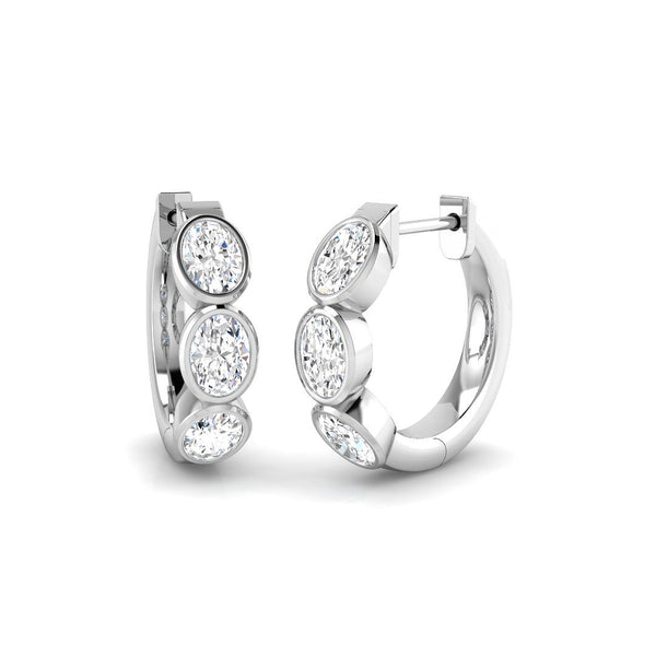 0.87ct Lab-Grown Diamond Oval Rubover Huggie Hoop Earrings