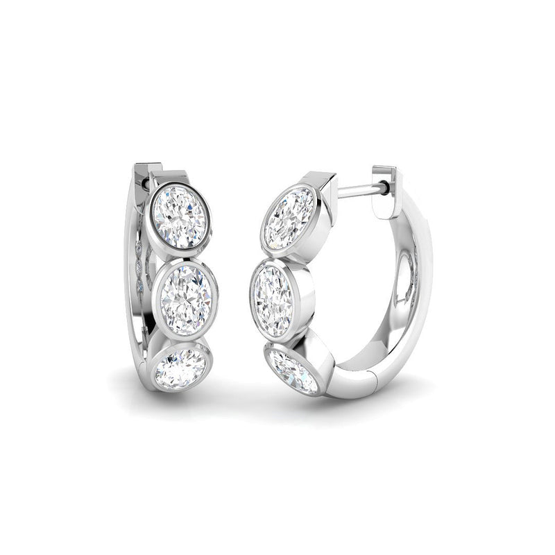 0.87ct Lab-Grown Diamond Oval Rubover Huggie Hoop Earrings
