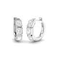 1.12ct lab-grown diamond emerald-cut rubover huggie hoop earrings in 9ct white gold