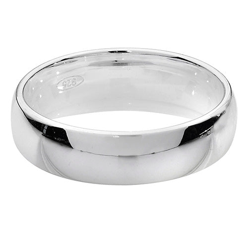 Sterling Silver 925 Heavy Court Shape Wedding Ring (2mm - 6mm)