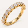1.5ct Lab-Grown Diamond Half Eternity Ring – Round Detail in yellow gold on an ivory background