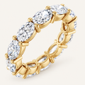 2.5ct Lab-Grown Oval Diamond Full Eternity Ring – Elegant Claw Design in yellow gold on an ivory background