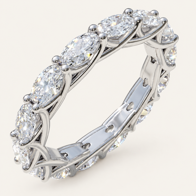2.5ct Natural Oval Diamond Full Eternity Ring – Elegant Claw Design