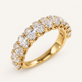2ct Lab-Grown Diamond Half Eternity Ring – Oval Detail in yellow gold on an ivory background