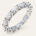2ct Natural Oval Diamond Full Eternity Ring – Interwoven Claw Design in white metal on an ivory background
