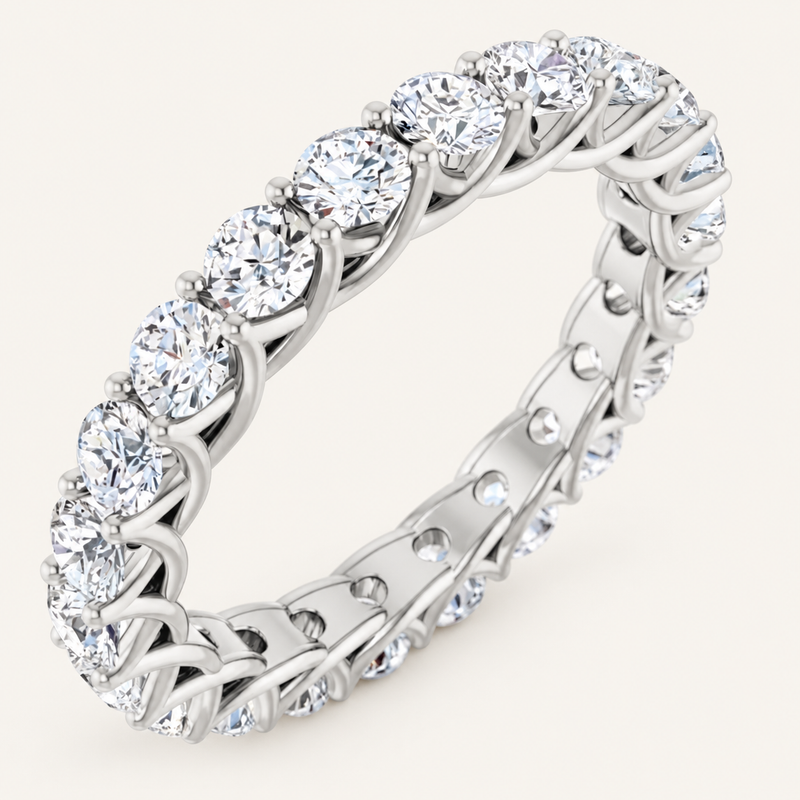 2ct Round Lab-Grown Diamond Full Eternity Ring – Crossover Design, Handcrafted