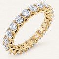 2ct Round Lab-Grown Diamond Full Eternity Ring – Crossover Design, Handcrafted in yellow gold on an ivory background