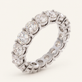 3ct Lab Diamond Full Eternity Ring in white metal on an ivory background