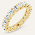 3ct Natural Diamond Full Eternity Ring – Interlocking Design in yellow gold on an ivory background