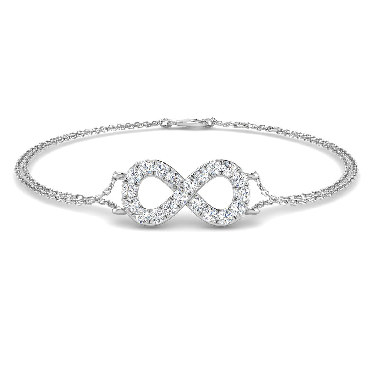 0.5ct Lab-Grown Diamond Double Infinity Bracelet in 9ct White Gold