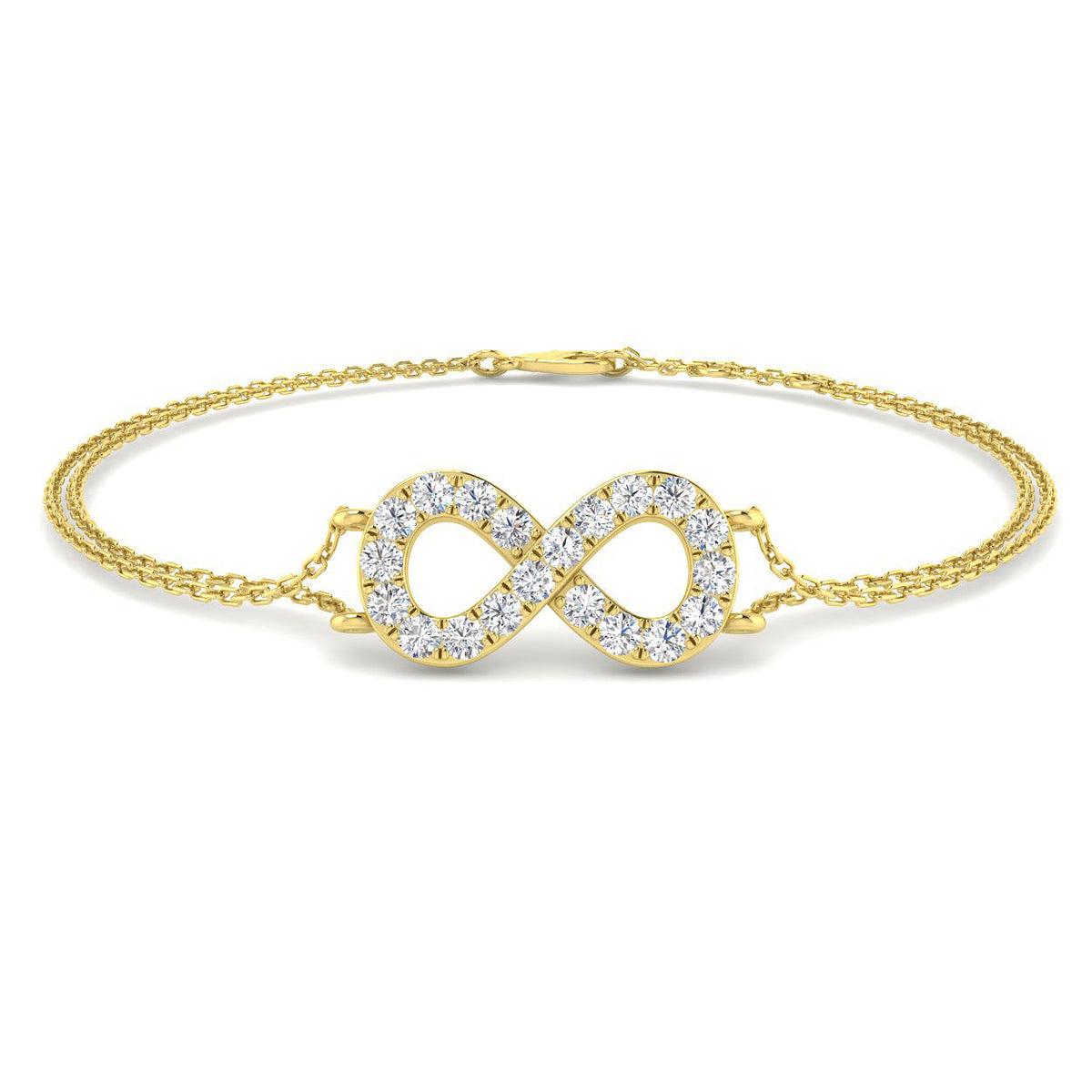 0.5ct Lab-Grown Diamond Double Infinity Bracelet in 9ct Yellow Gold