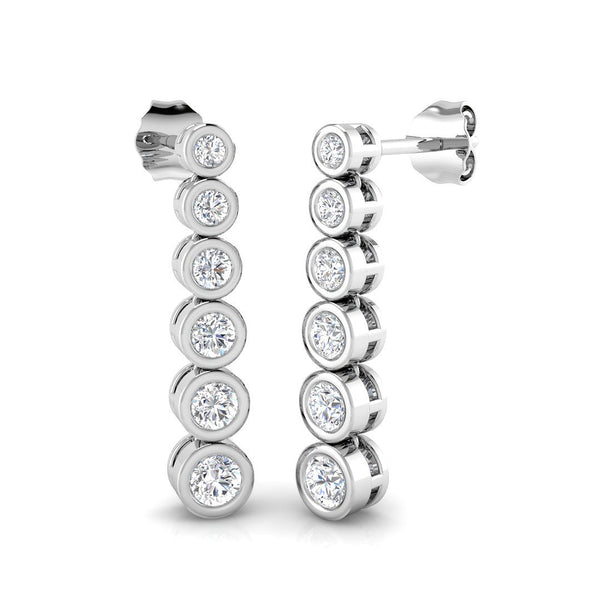 0.75ct Lab-Grown Diamond Graduated Bezel Drop Earrings