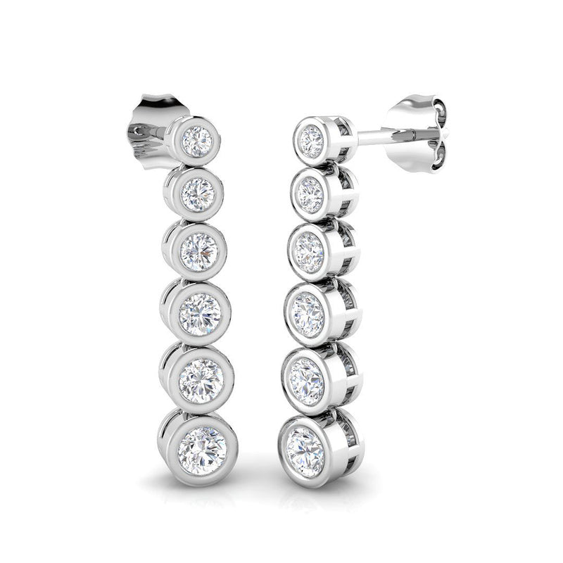 0.75ct Lab-Grown Diamond Graduated Bezel Drop Earrings