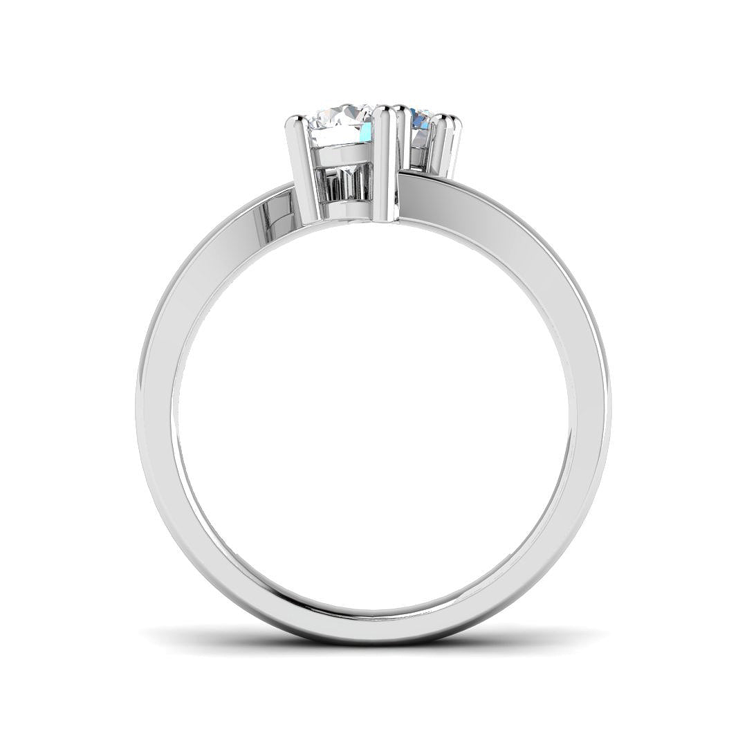 0.82ct Round Lab-Grown Diamond Two-Stone Ring – white metal view 2