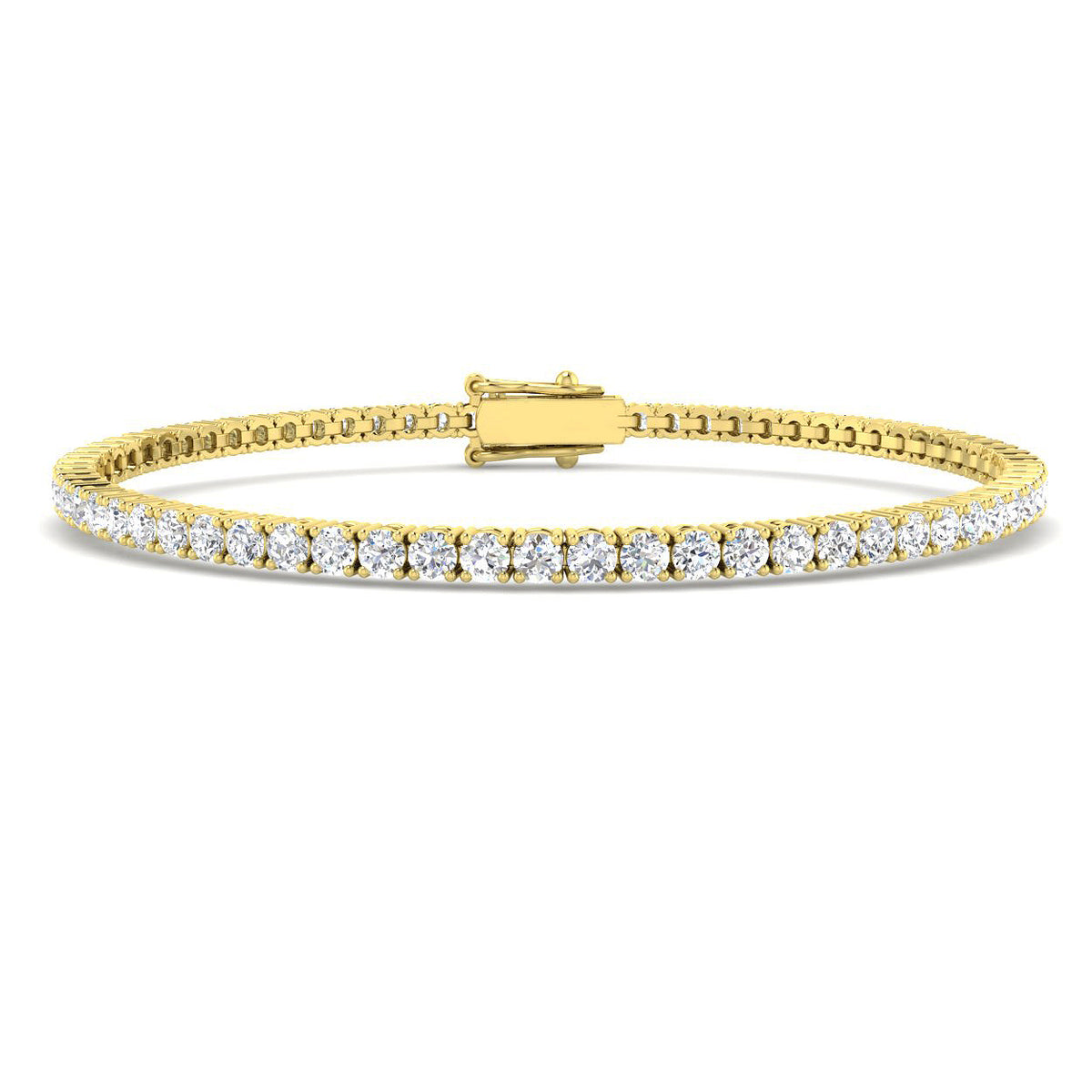 3ct Lab-Grown Diamond Round Tennis Bracelet in 9ct Yellow Gold