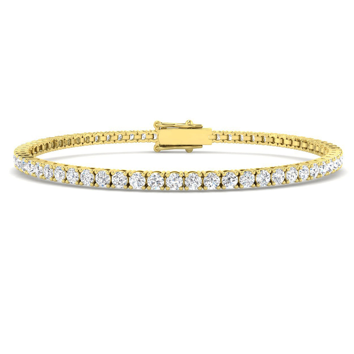 4.06ct Lab-Grown Diamond Round Tennis Bracelet in 9ct Yellow Gold