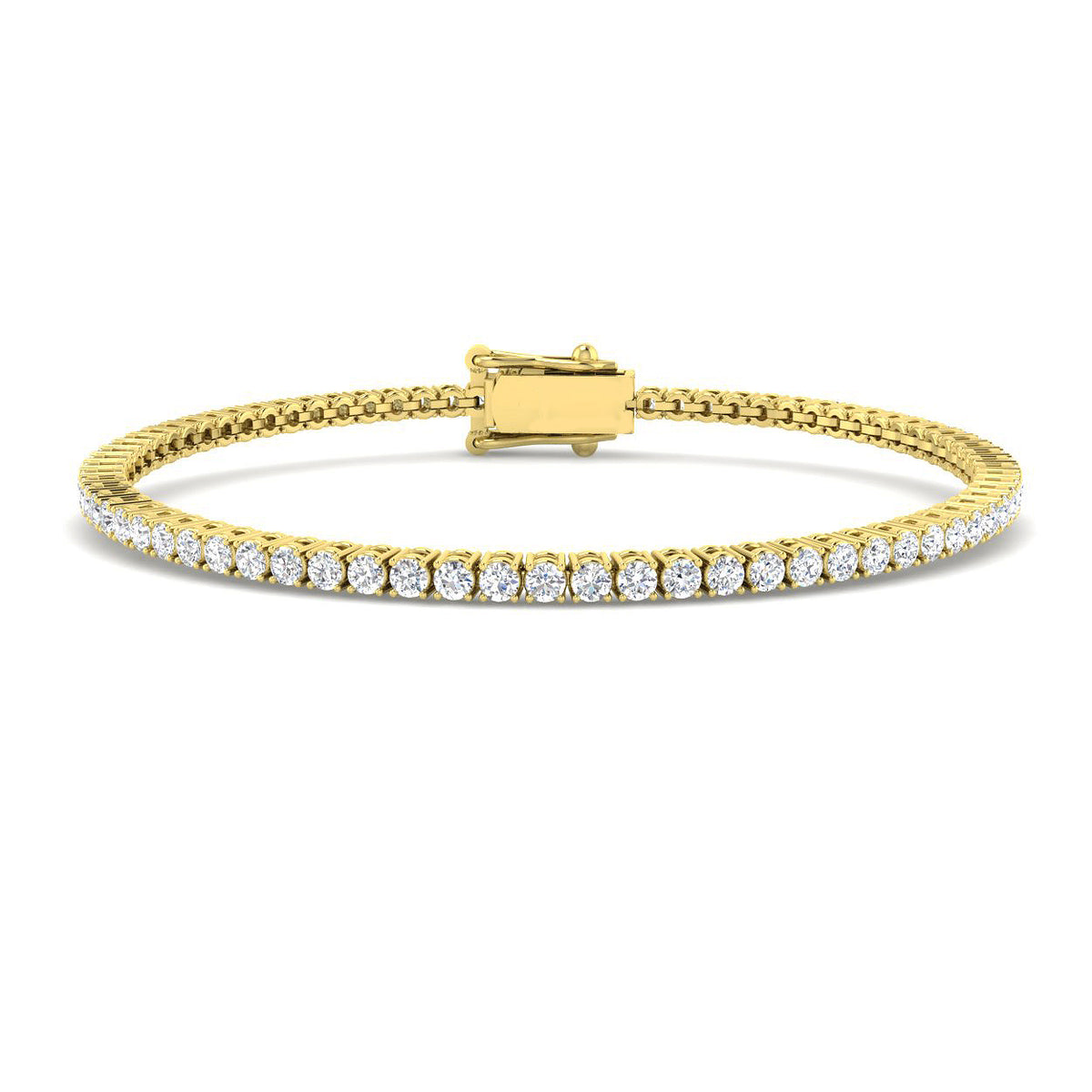 2.11ct Lab-Grown Diamond Round Tennis Bracelet in 9ct Yellow Gold