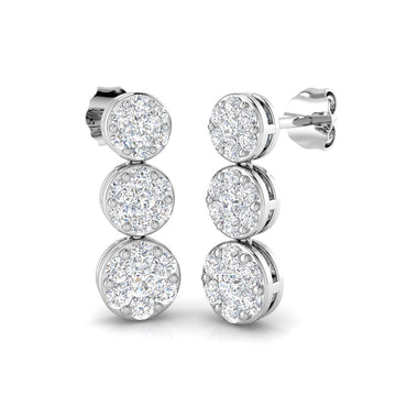 Lab-grown diamond cluster trilogy drop earrings in 9ct White Gold