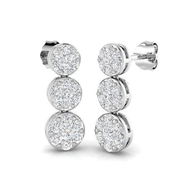 1.01ct Lab-Grown Diamond Cluster Trilogy Drop Earrings