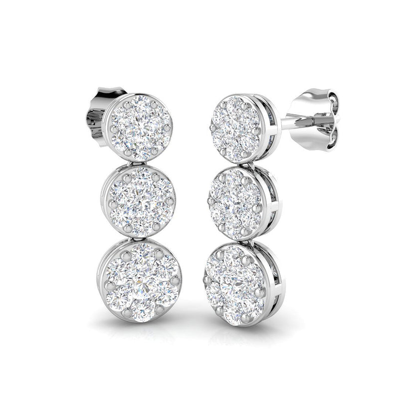 1.01ct Lab-Grown Diamond Cluster Trilogy Drop Earrings