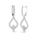 Lab-grown diamond open diamond-shaped hoop drop earrings in 9ct White Gold