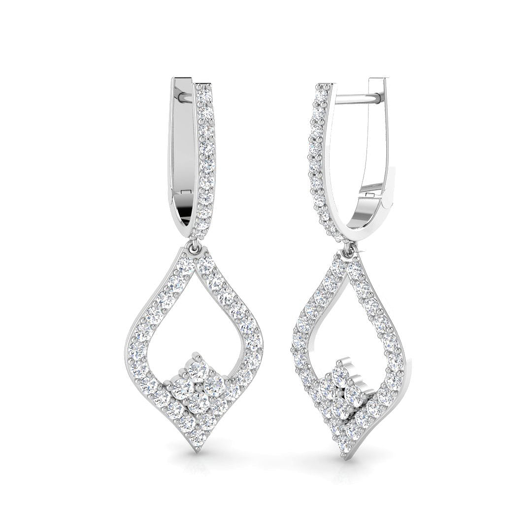 Lab-grown diamond open diamond-shaped hoop drop earrings in 9ct White Gold