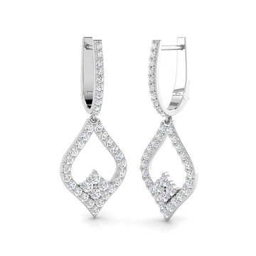 Lab-grown diamond open diamond-shaped hoop drop earrings in 9ct White Gold