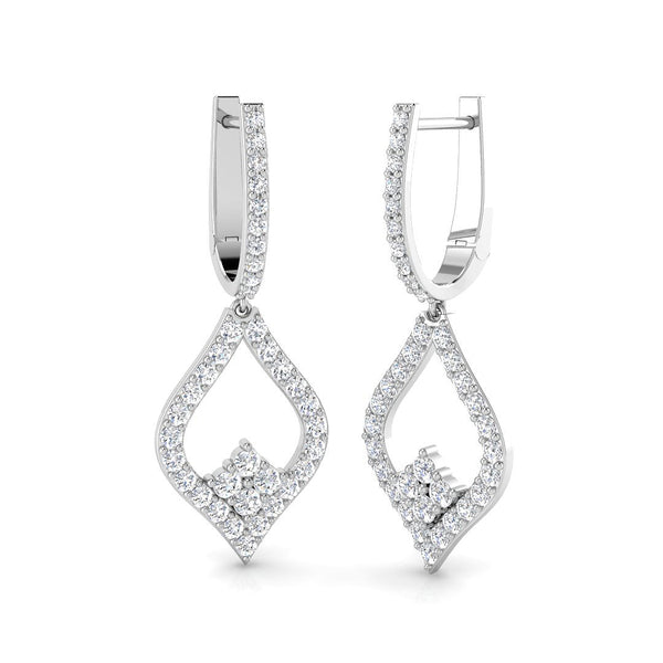 1.05ct Lab-Grown Diamond Open Diamond-Shaped Hoop Drop Earrings
