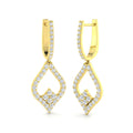 Lab-grown diamond open diamond-shaped hoop drop earrings in 9ct Yellow Gold