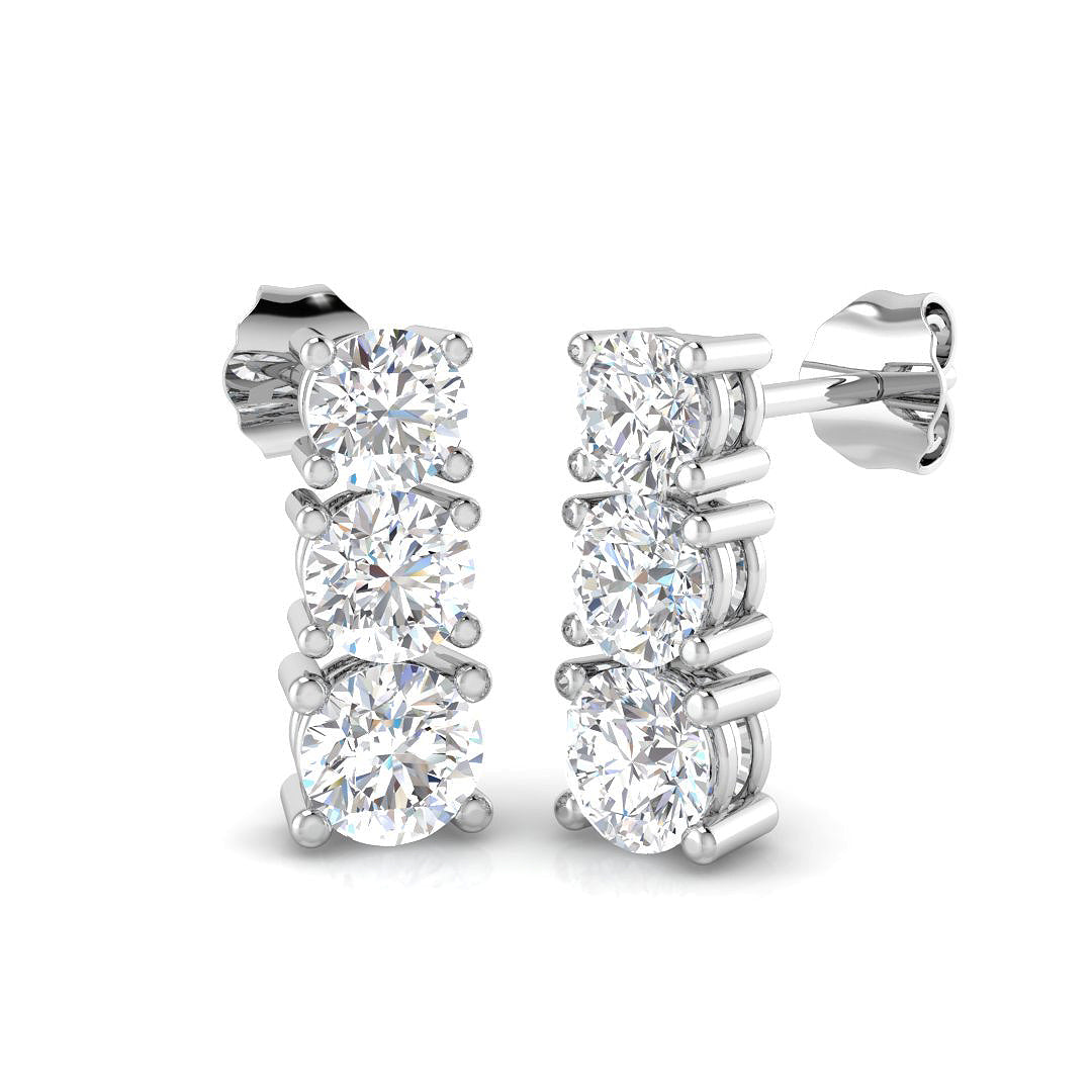 Lab-grown diamond round trilogy drop earrings in 9ct White Gold