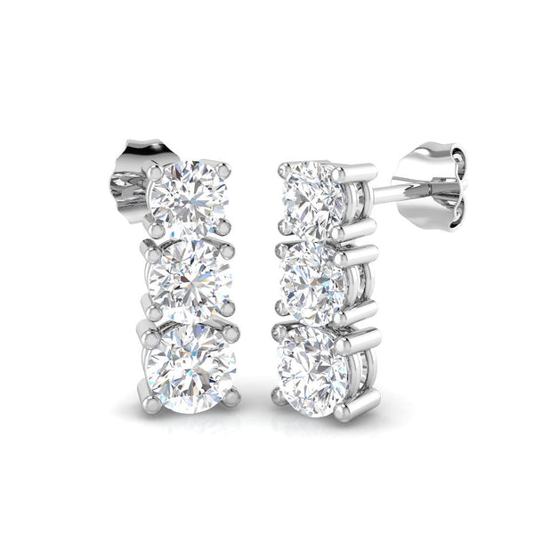 1.81ct Lab-Grown Diamond Round Trilogy Drop Earrings