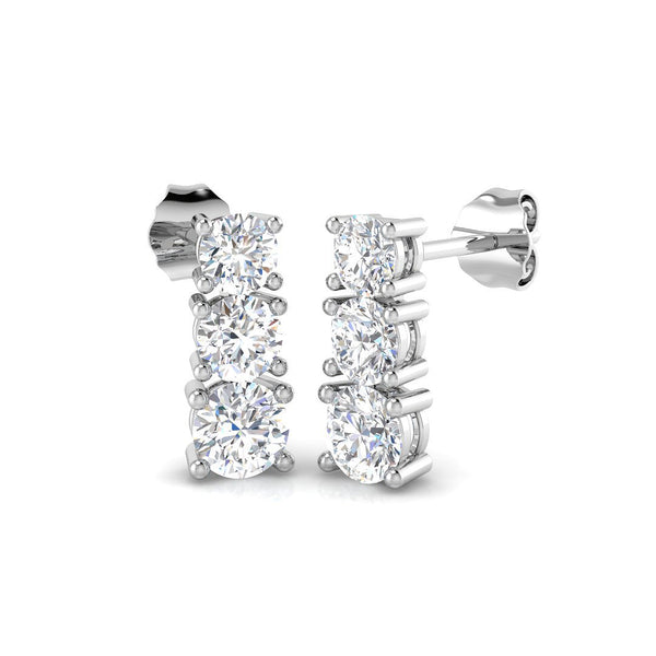1.58ct Lab-Grown Diamond Round Trilogy Drop Earrings