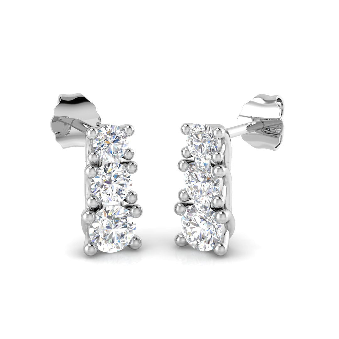 Lab-grown diamond round trilogy drop earrings in 9ct White Gold