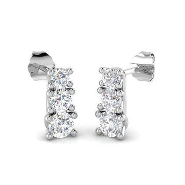 Lab-grown diamond round trilogy drop earrings in 9ct White Gold