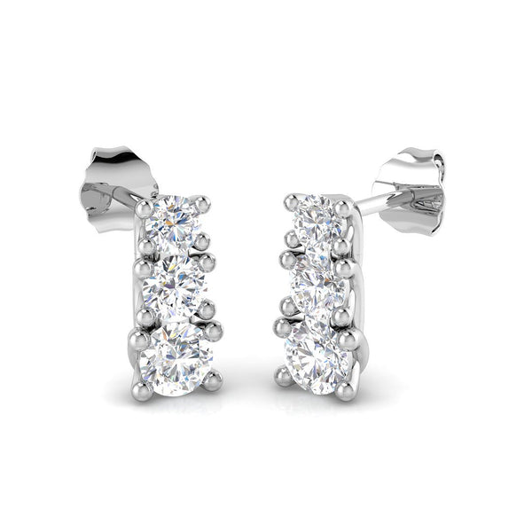 1.05ct Lab-Grown Diamond Round Trilogy Drop Earrings