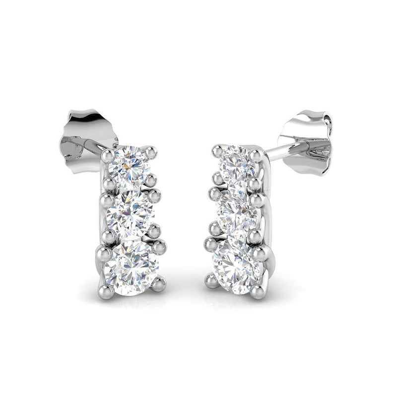 1.05ct Lab-Grown Diamond Round Trilogy Drop Earrings