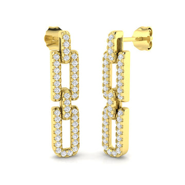Lab-grown diamond paperclip link drop earrings in 9ct Yellow Gold